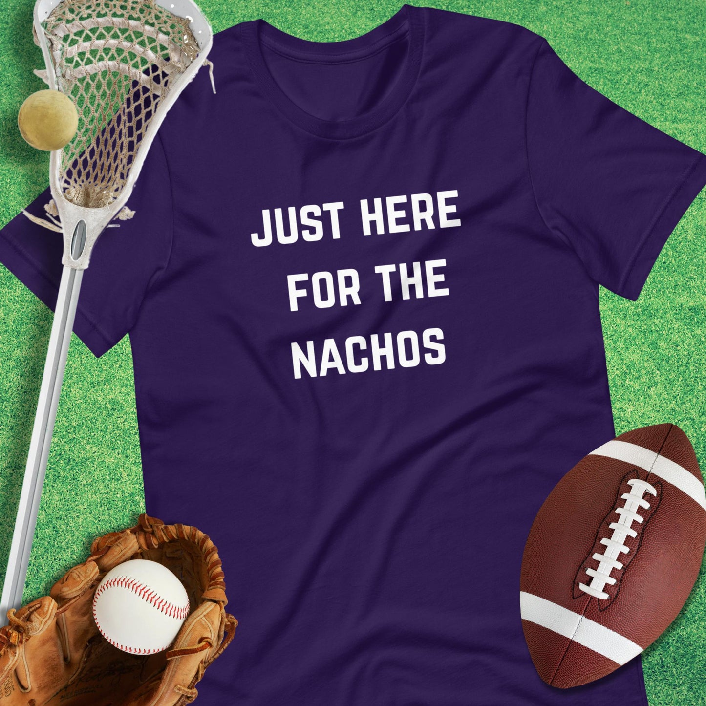 Just Here for the Nachos T-Shirt in Team Purple - funny T-Shirt for gameday | Sideline Gods