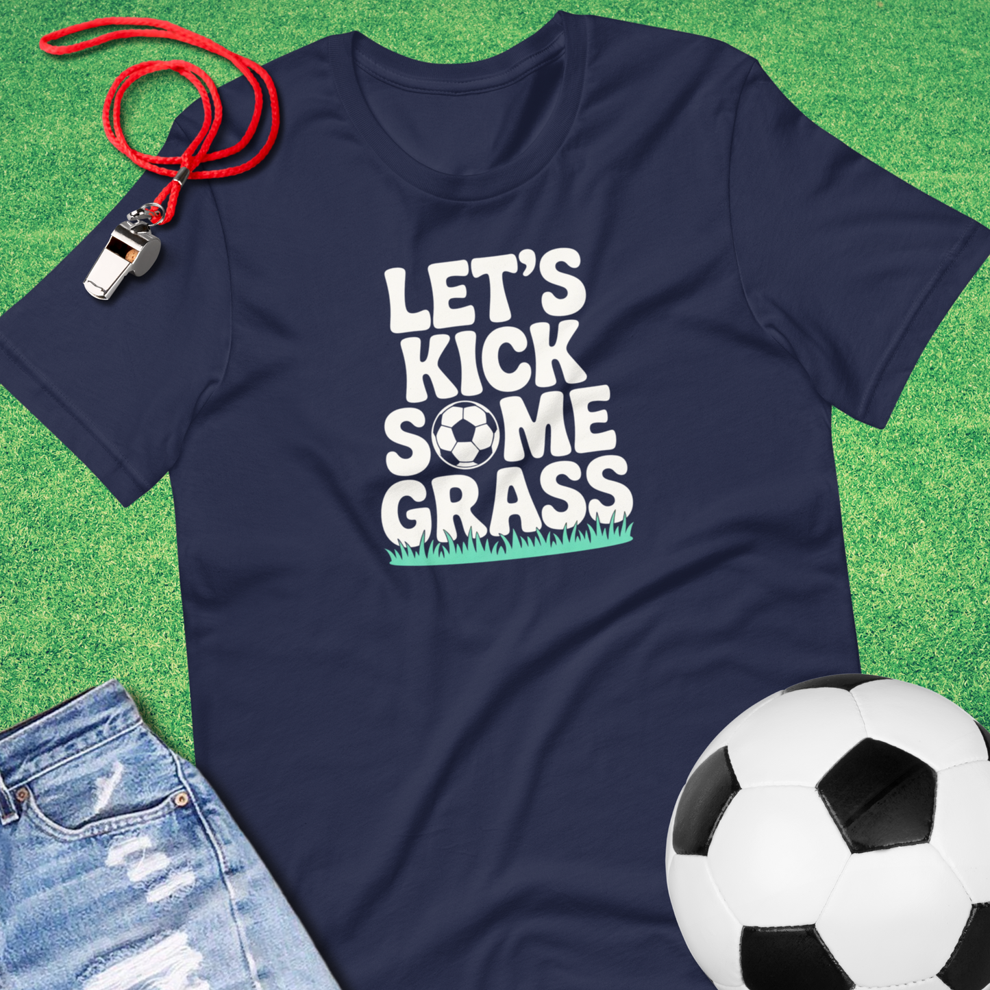 Kick Some Grass T-Shirt in Navy - Funny Soccer Apparel | Sideline Gods