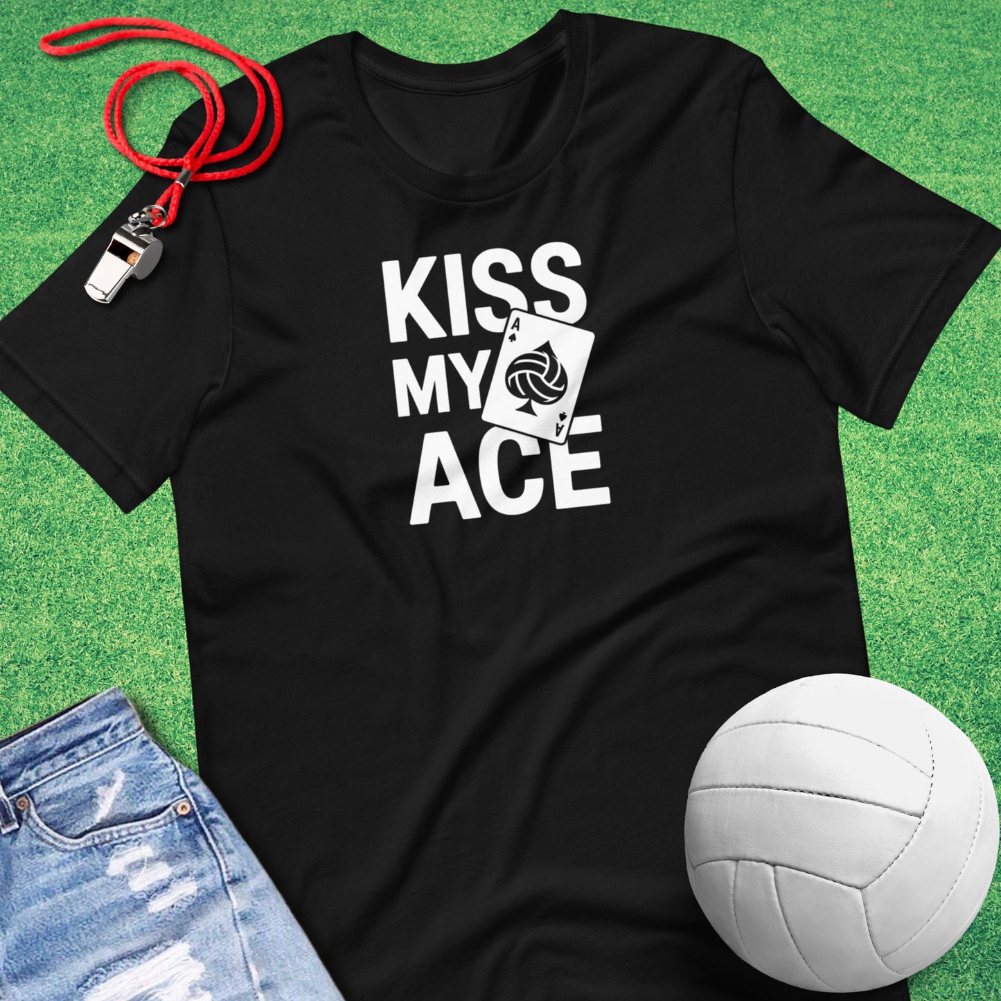 Kiss My Ace T-Shirt in Black - Volleyball Apparel for Players and Fans | Sideline Gods