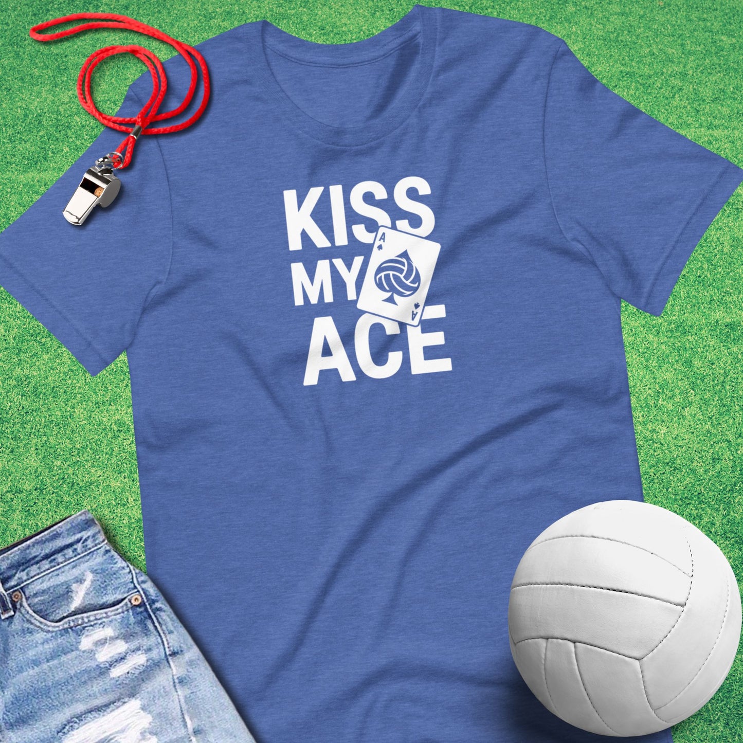 Kiss My Ace T-Shirt in Heather True Royal - Court Gear for Players and Fans | Sideline Gods