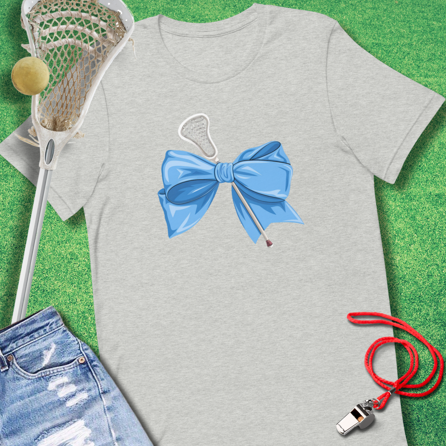 Lacrosse Bow T-Shirt in Athletic Heather - Lacrosse Mom Tournaments T-Shirt | Sideline Gods