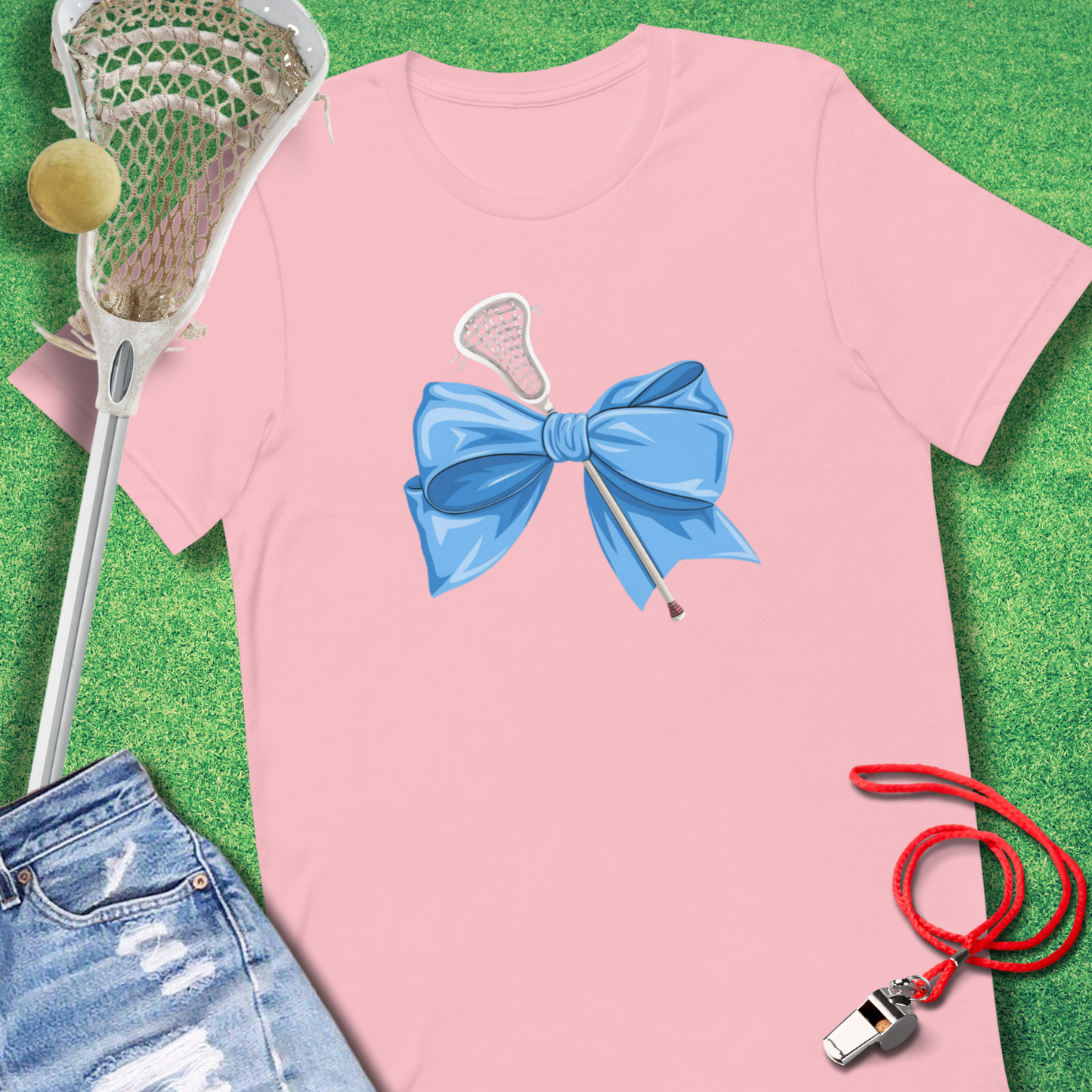 Lacrosse Bow T-Shirt in Pink - Lacrosse Mom Tournament T-Shirt | Sideline Gods