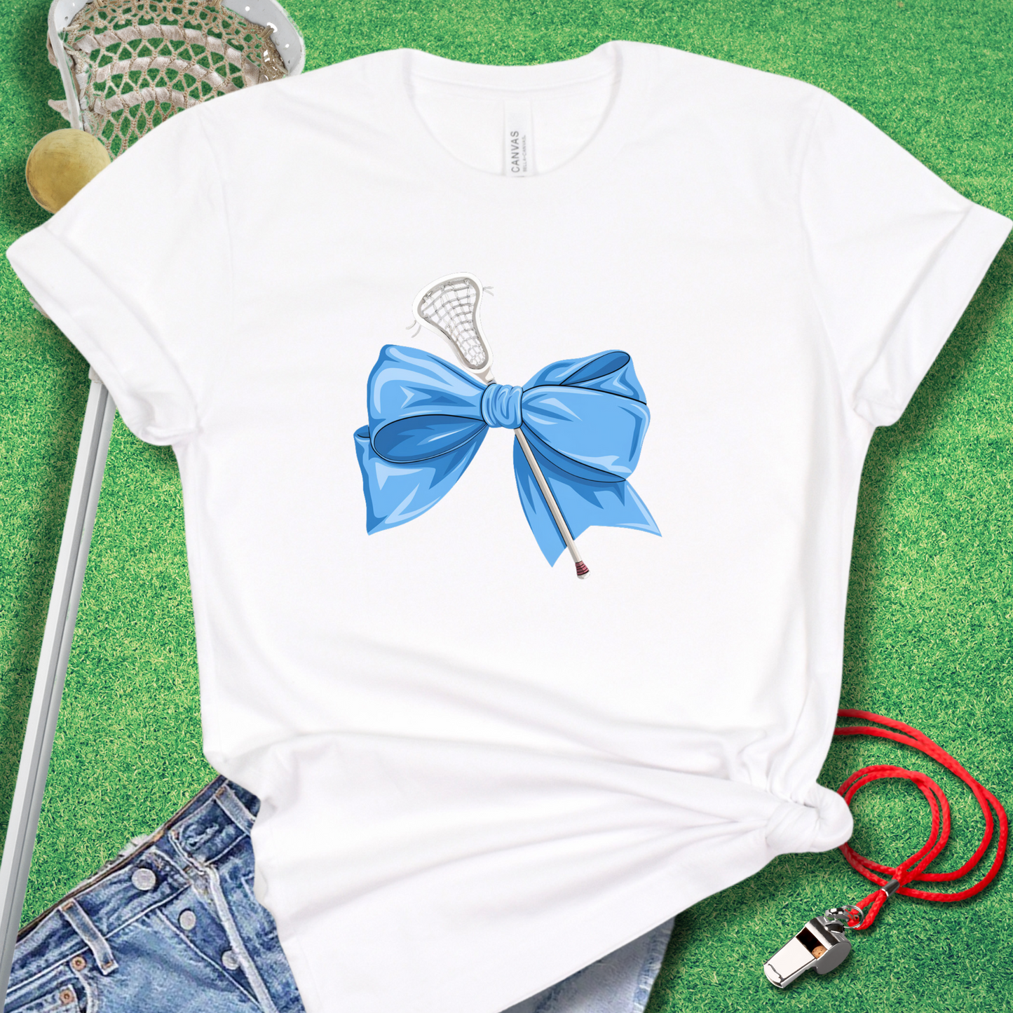 Lacrosse Bow T-Shirt in White - Lax Mom T-Shirt | Sideline Gods