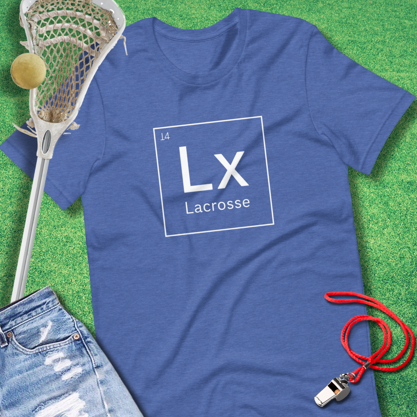Lacrosse Element T-Shirt in Heather True Royal - Minimalist Lacrosse T-Shirt | Sideline Gods