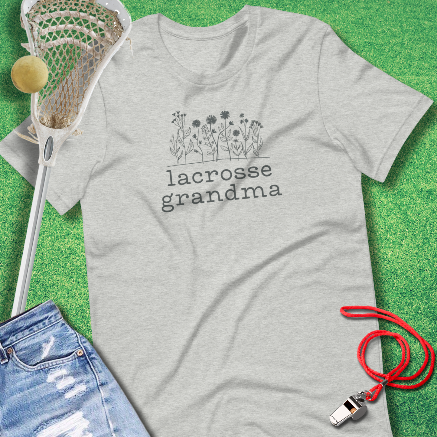 Lacrosse Grandma T-Shirt in Athletic Heather - Lacrosse Grandmother T-Shirt | Sideline Gods