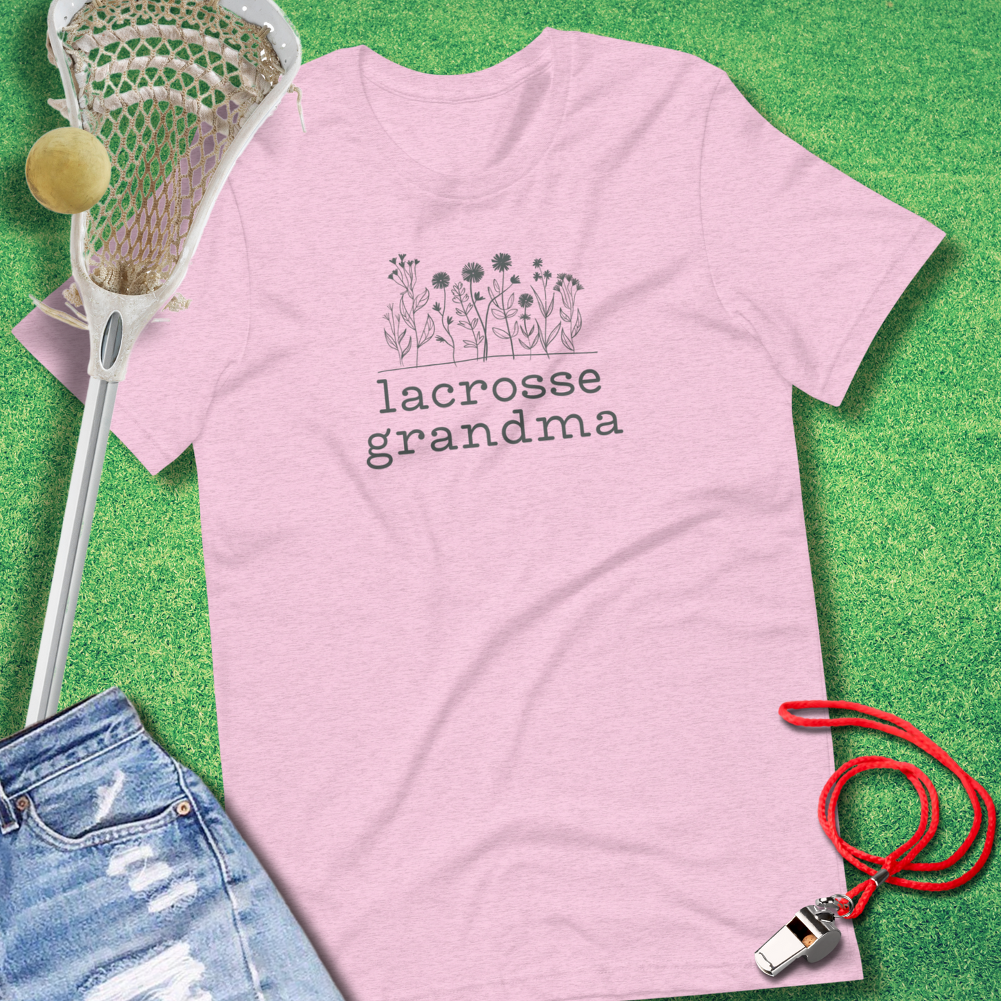 Lacrosse Grandma T-Shirt in Heather Prism Lilac - Lacrosse Grandmother T-Shirt | Sideline Gods