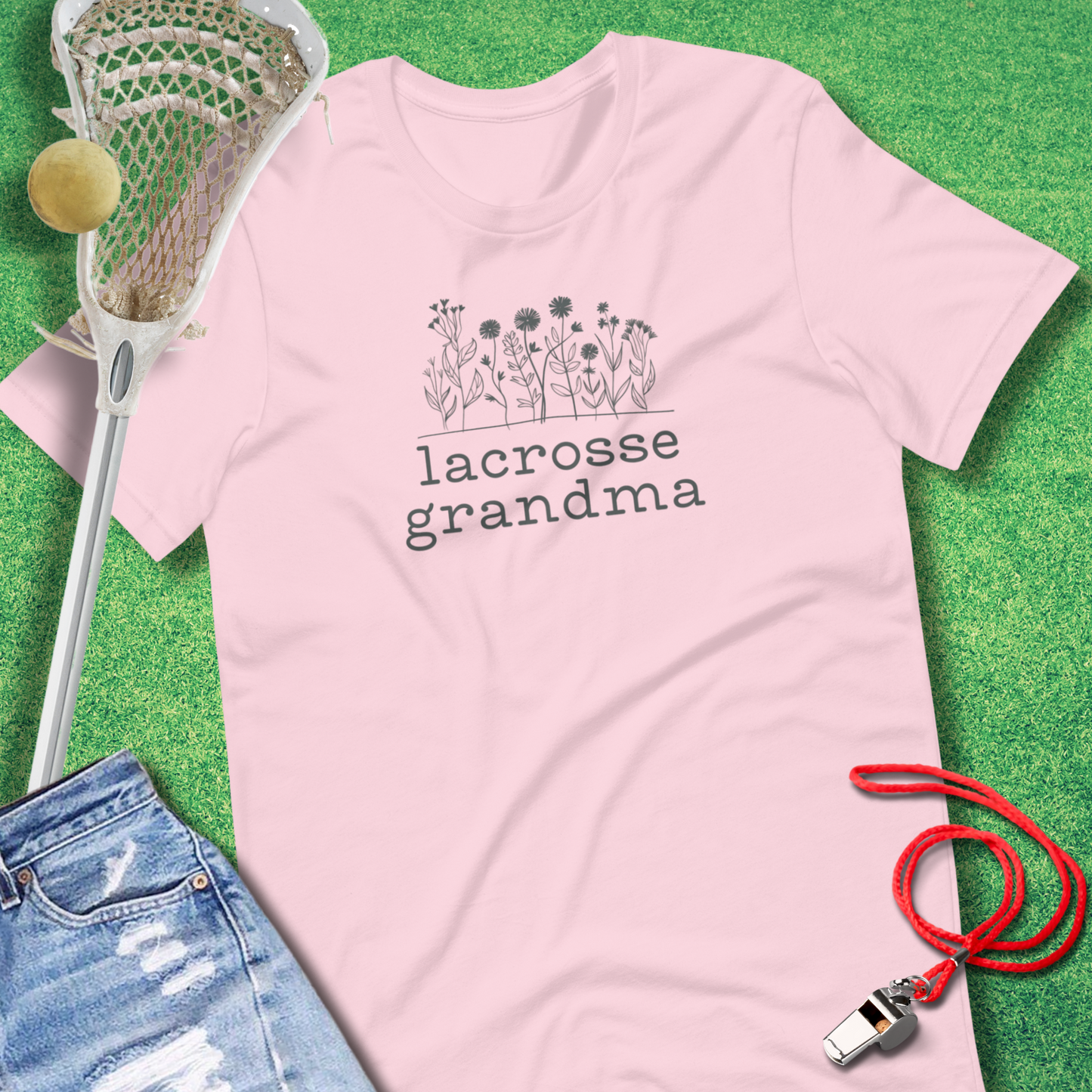 Lacrosse Grandma T-Shirt in Soft Pink - Lax Grandmother Gift | Sideline Gods