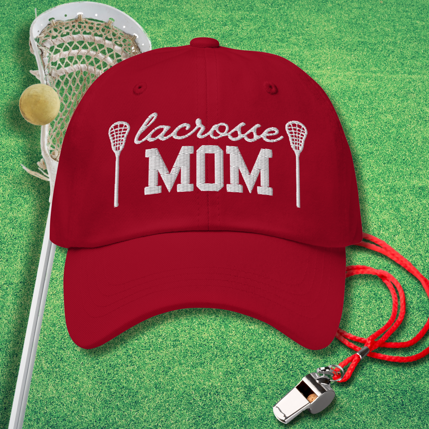 Lacrosse Mom Icon Hat in Cranberry - Lacrosse Mom Tournaments Hat | Sideline Gods