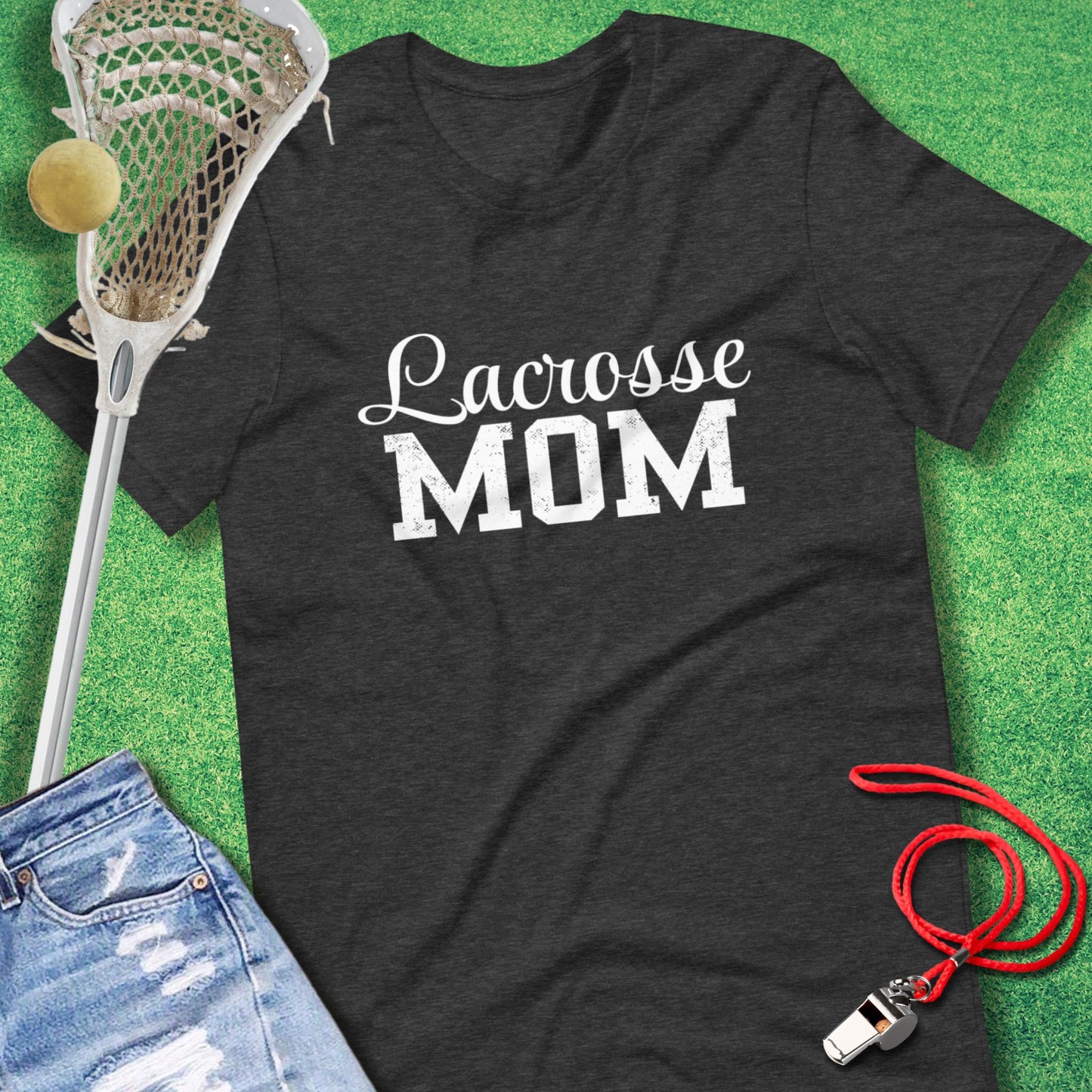 Lacrosse Mom T-Shirt in Dark Grey Heather - Lax Mom Gift | Sideline Gods