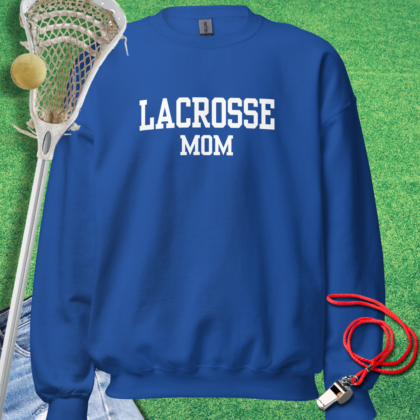 Lacrosse Mom Varsity Sweatshirt in Royal - Lacrosse Mom Tournaments Sweatshirt | Sideline Gods
