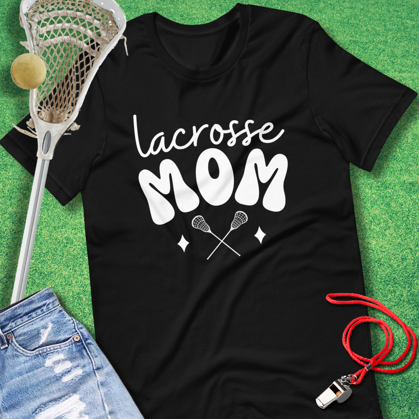 Lacrosse Mom: Vintage Vibes T-Shirt in Black - Lacrosse Mom Gift | Sideline Gods