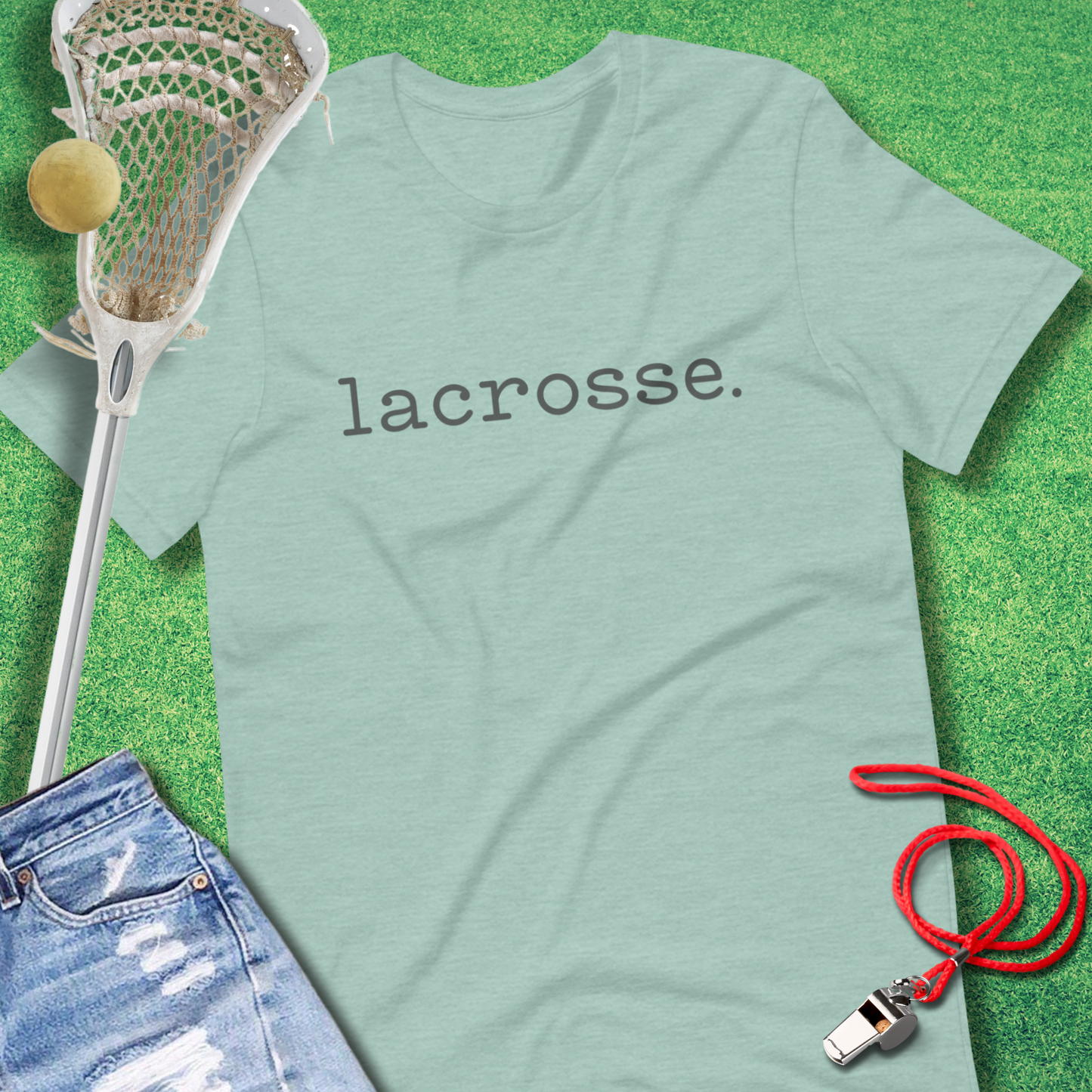 Lacrosse Period T-Shirt in Heather Prism Dusty Blue - Minimalist Lacrosse T-Shirt | Sideline Gods