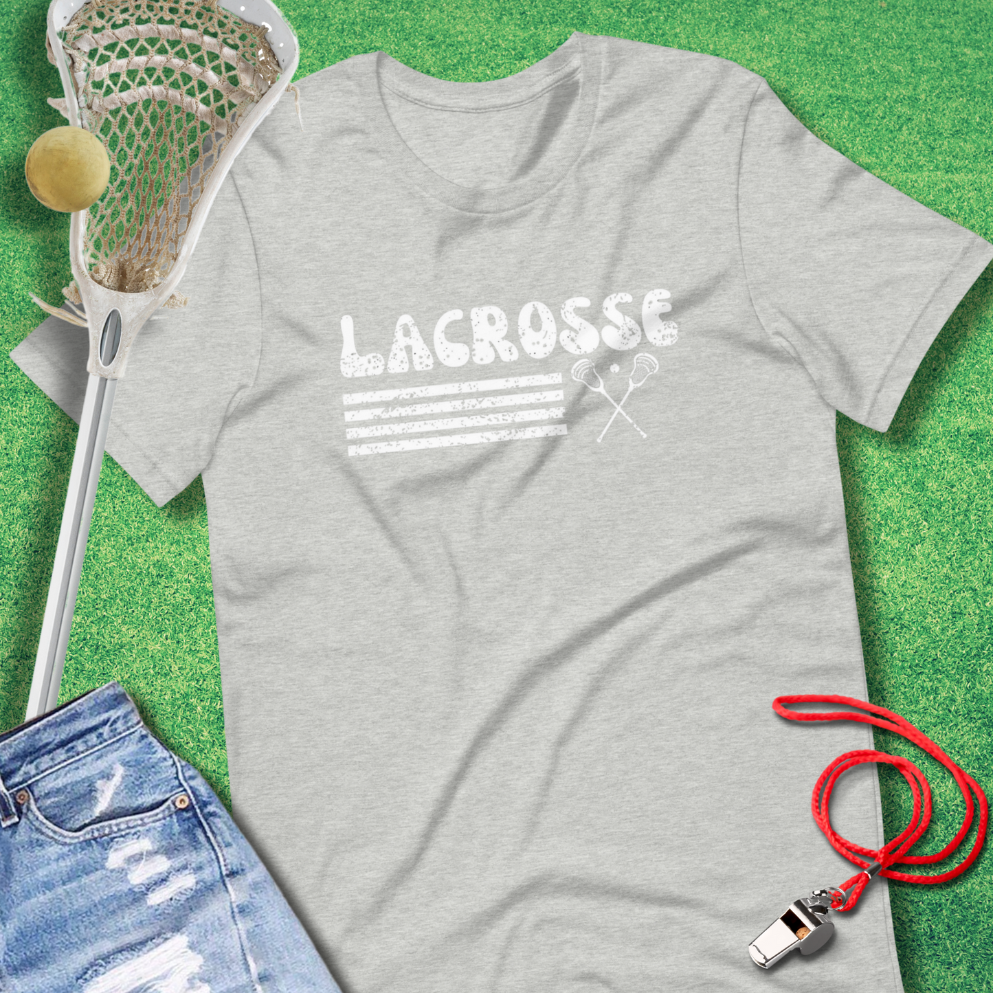 Lacrosse Vintage Distressed T-Shirt in Athletic Heather - Lax T-Shirt | Sideline Gods