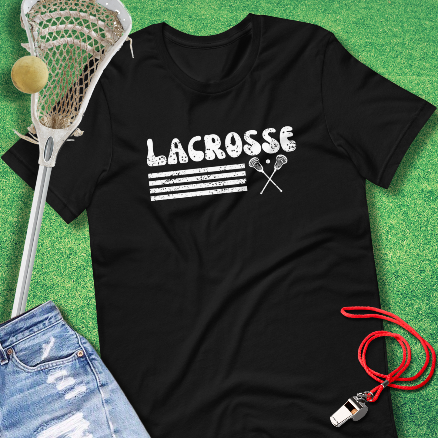Lacrosse Vintage Distressed T-Shirt in Black - Minimalist Lacrosse T-Shirt | Sideline Gods