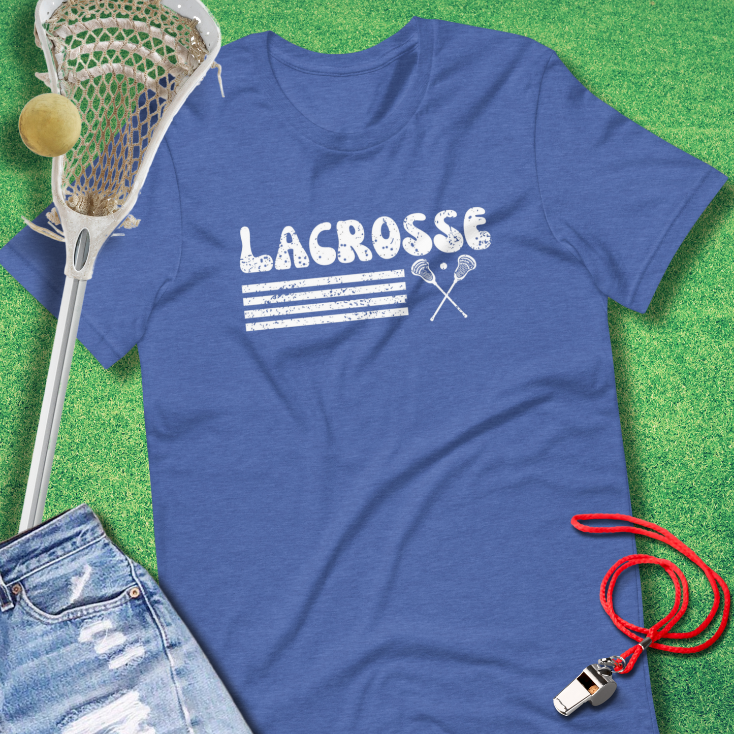 Lacrosse Vintage Distressed T-Shirt in Heather True Royal - Classic Lacrosse Gear | Sideline Gods