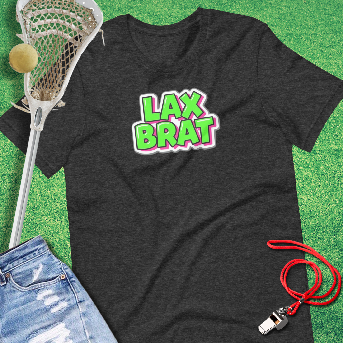 Lax Brat T-Shirt in Dark Grey Heather - Funny Lacrosse Gear | Sideline Gods