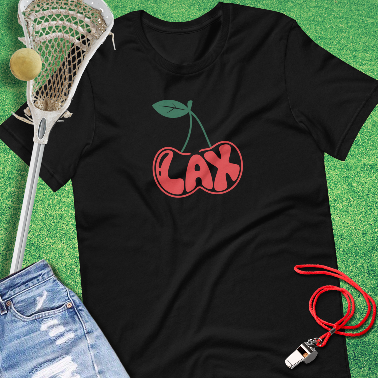 Lax Cherry T-Shirt in Black - Unique Lacrosse Apparel for Players and Fans | Sideline Gods