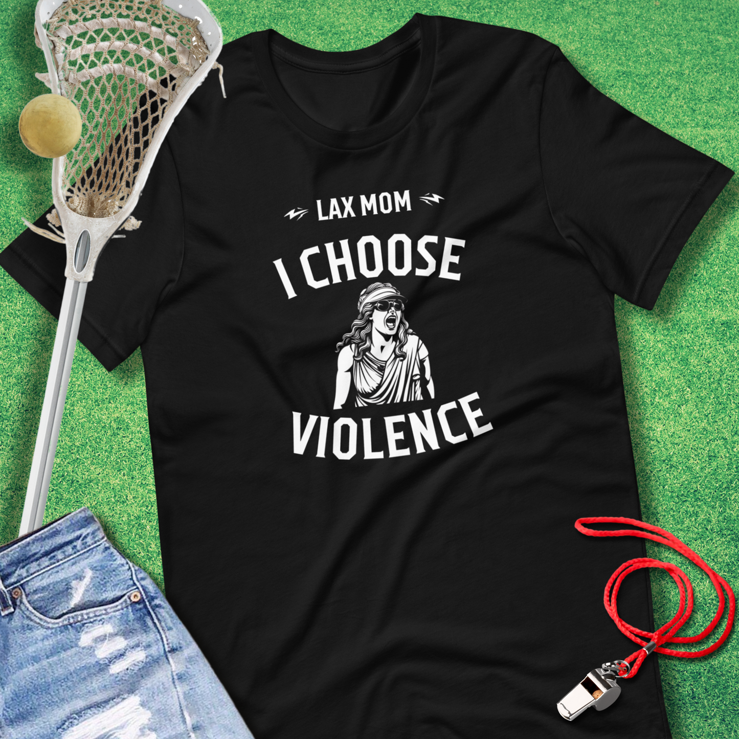 Lax Mom: I Choose Violence T-Shirt in Black - Lacrosse Mom Tournament T-Shirt | Sideline Gods