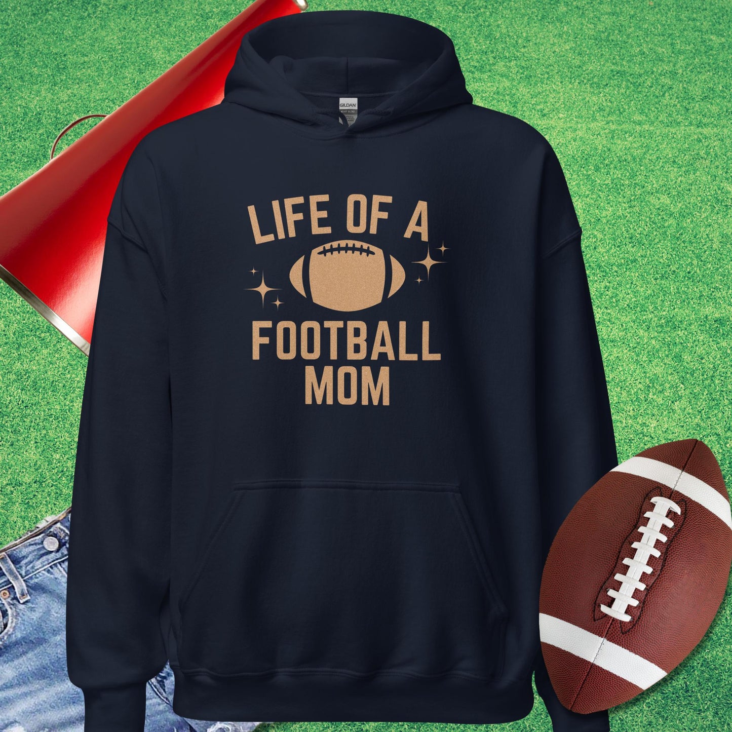 Life of a Football Mom Hoodie in Navy - Football Mom Christmas Gifts by Sideline Gods