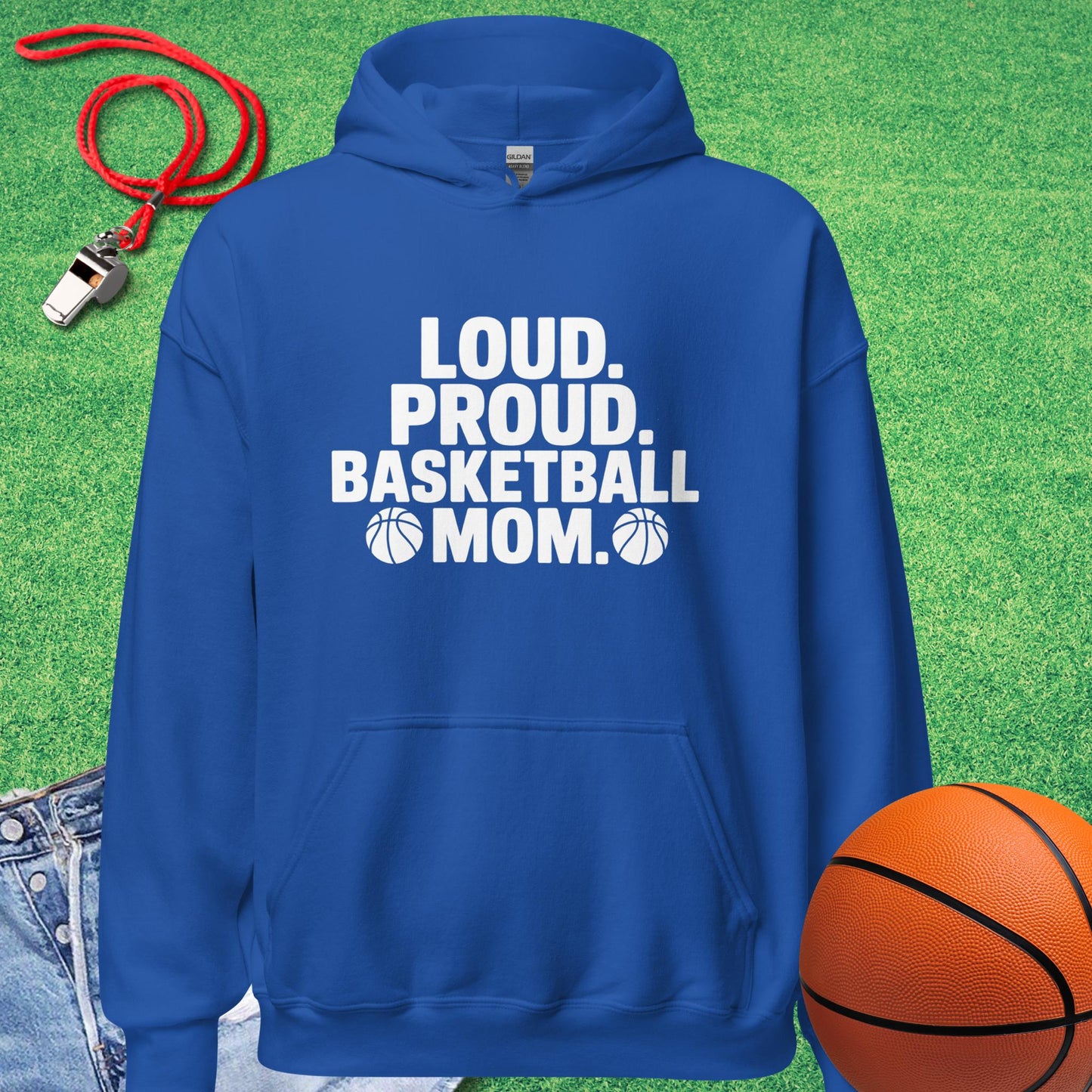 Loud and Proud Basketball Mom Hoodie in Royal - Hoop Mom Hoodie | Sideline Gods
