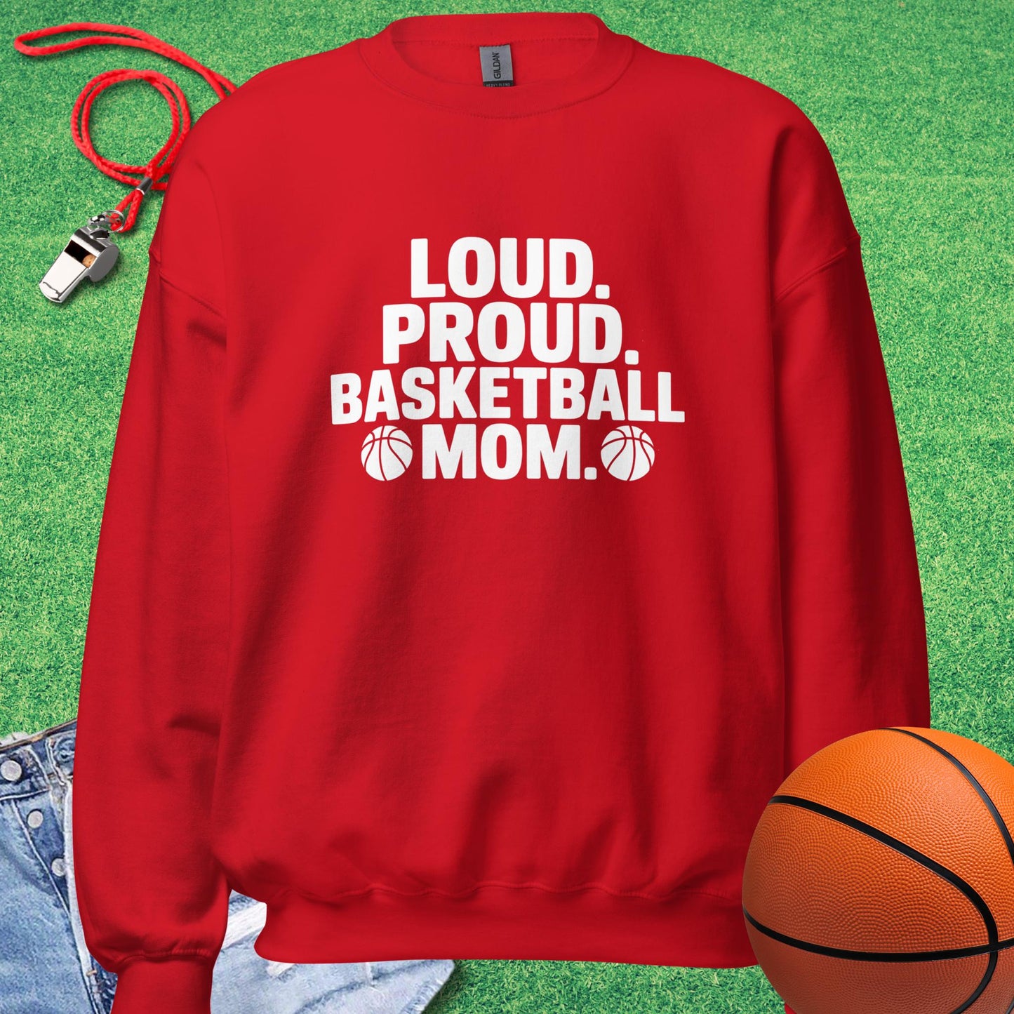Loud and Proud Basketball Mom Sweatshirt in Red - Cute Basketball Mom Sweatshirt | Sideline Gods