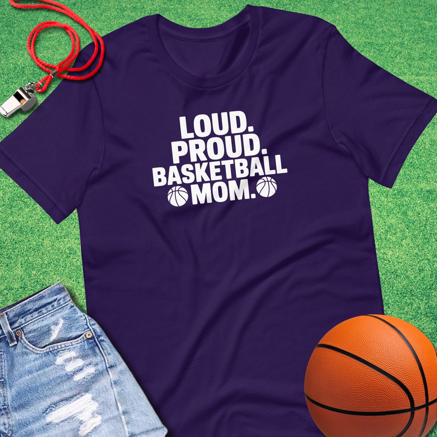 Loud and Proud Basketball Mom T-Shirt in Team Purple - Basketball Mom Spirit | Sideline Gods