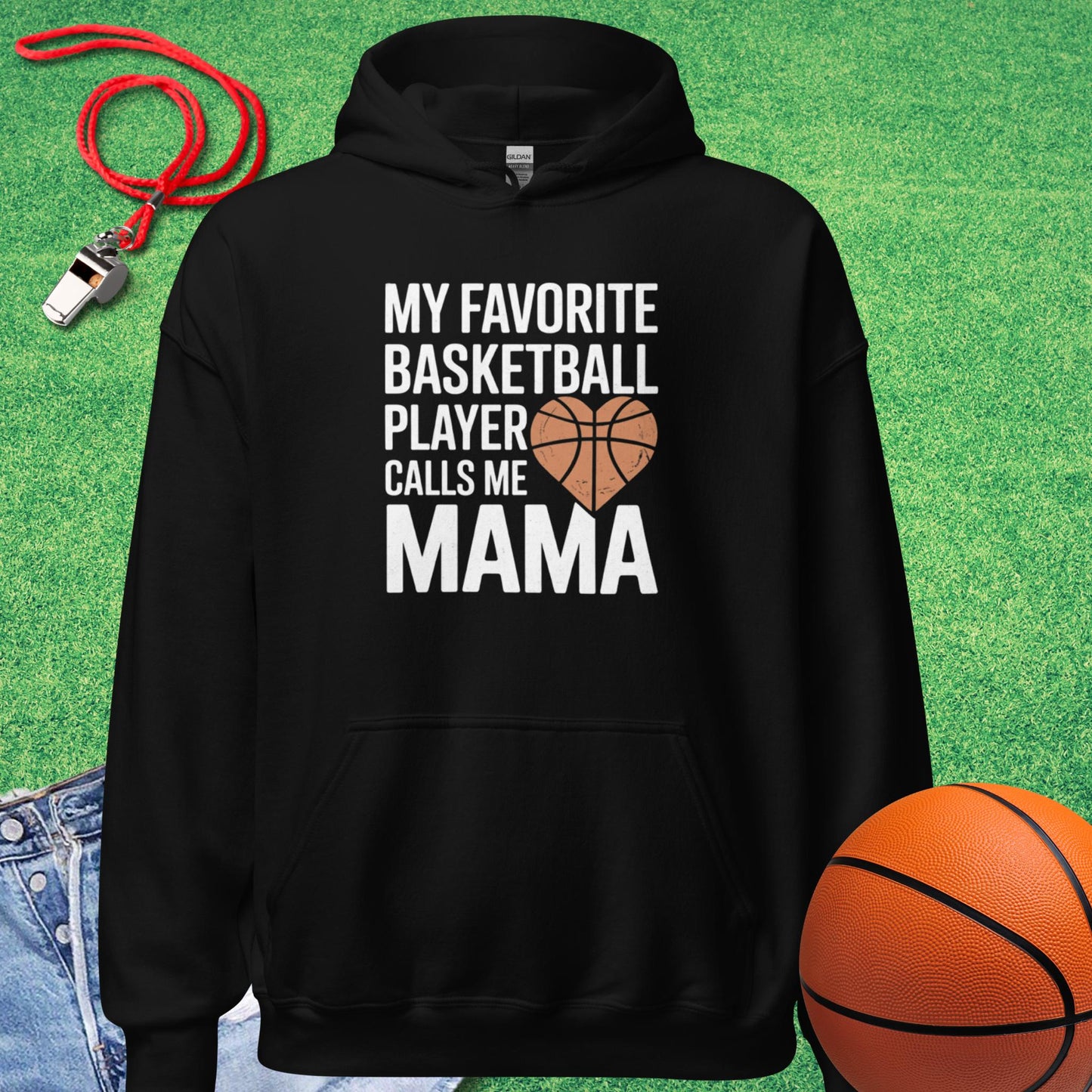 My Favorite Basketball Player Calls Me Mama Hoodie in Black - Basketball Mom Spirit | Sideline Gods