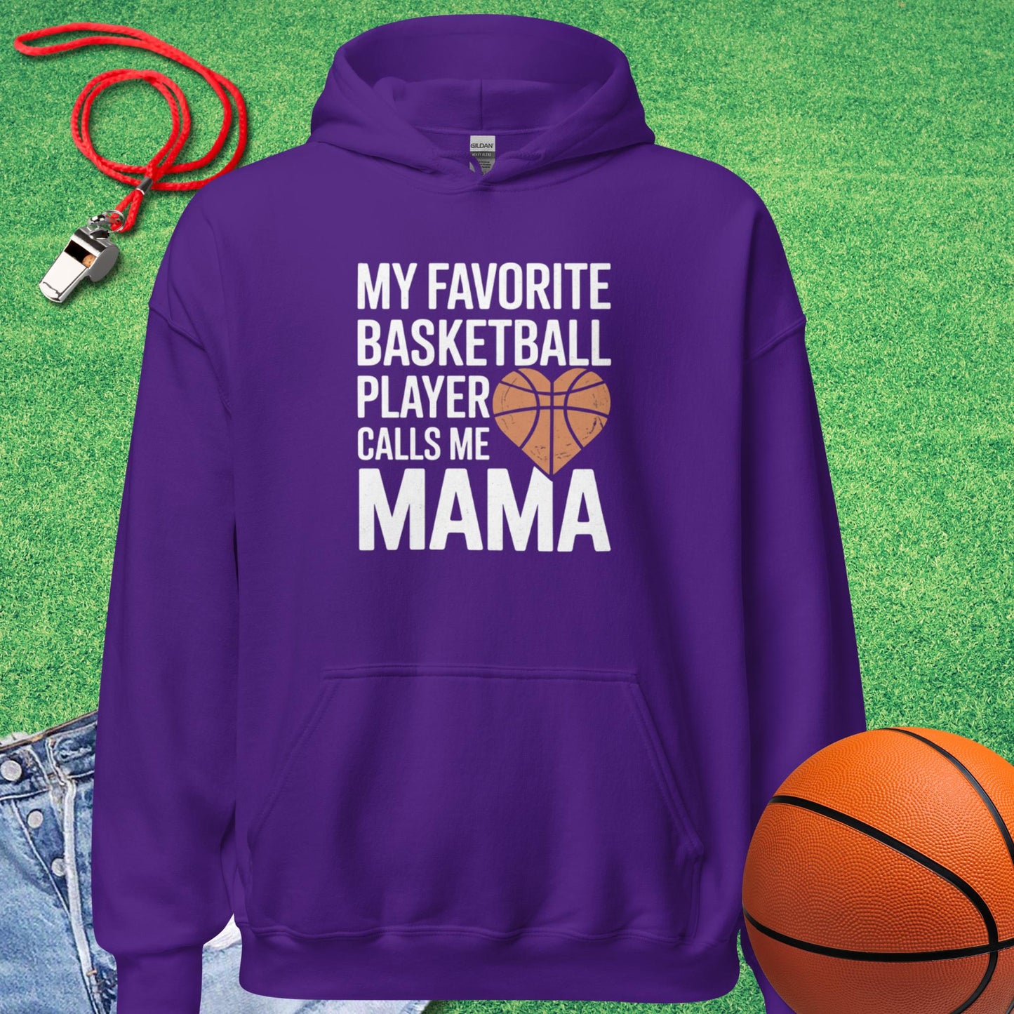 My Favorite Basketball Player Calls Me Mama Hoodie in Purple - Cute Basketball Mom Hoodie | Sideline Gods