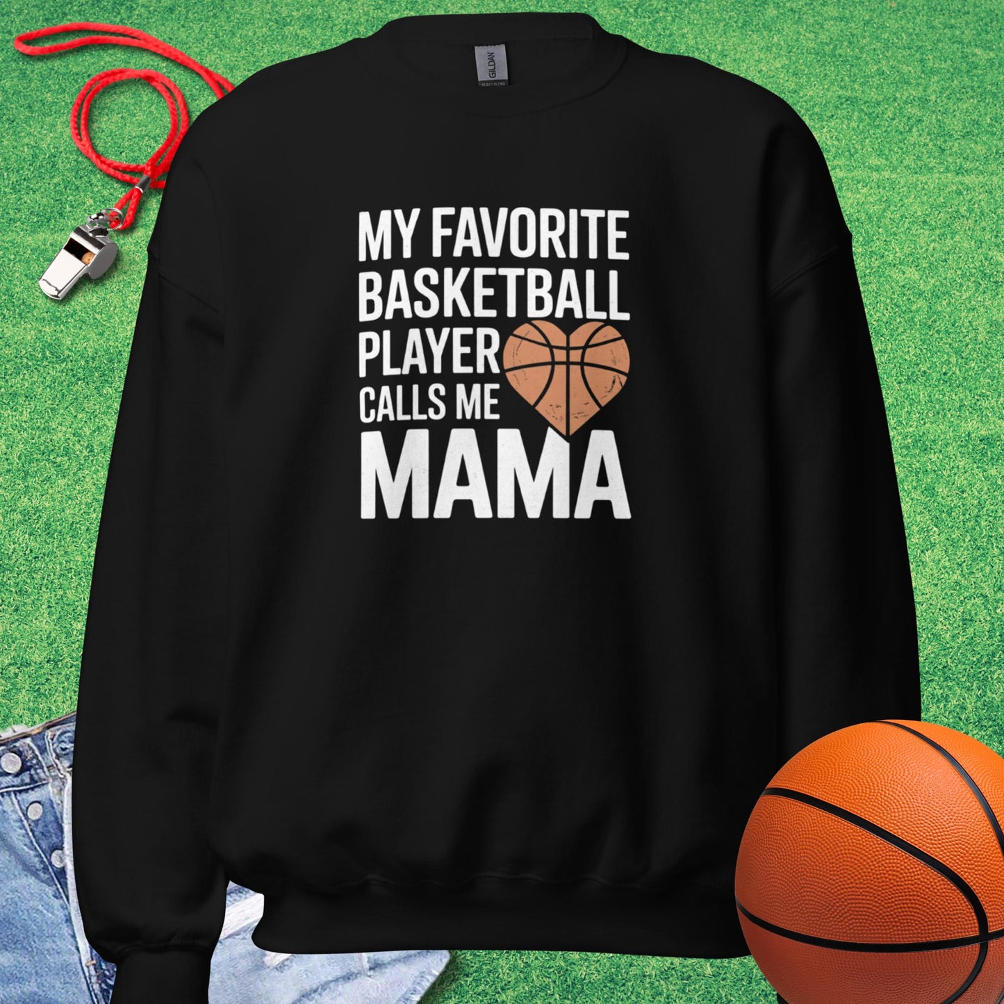My Favorite Basketball Player Calls Me Mama Sweatshirt in Black - Basketball Mom Tournament Sweatshirt | Sideline Gods
