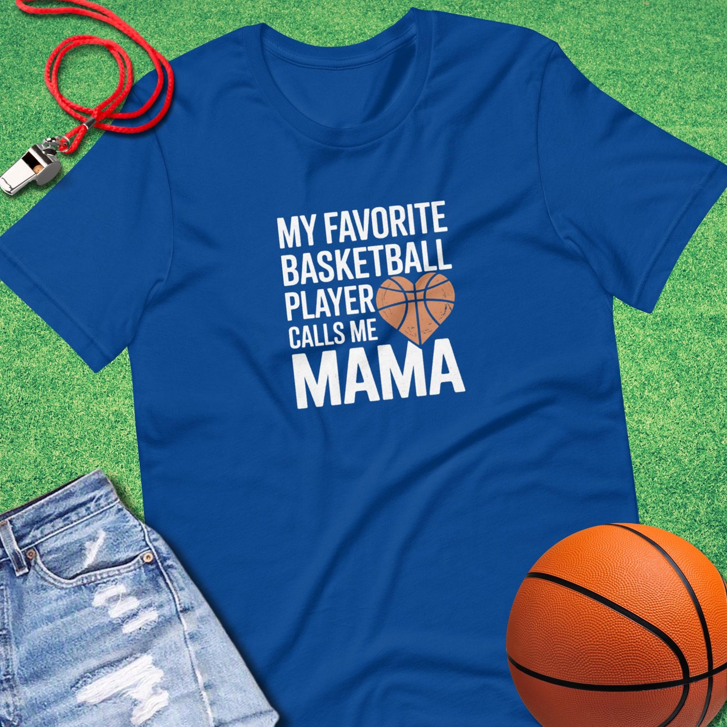 My Favorite Basketball Player Calls Me Mama T-Shirt in True Royal - BBall Mom T-Shirt | Sideline Gods