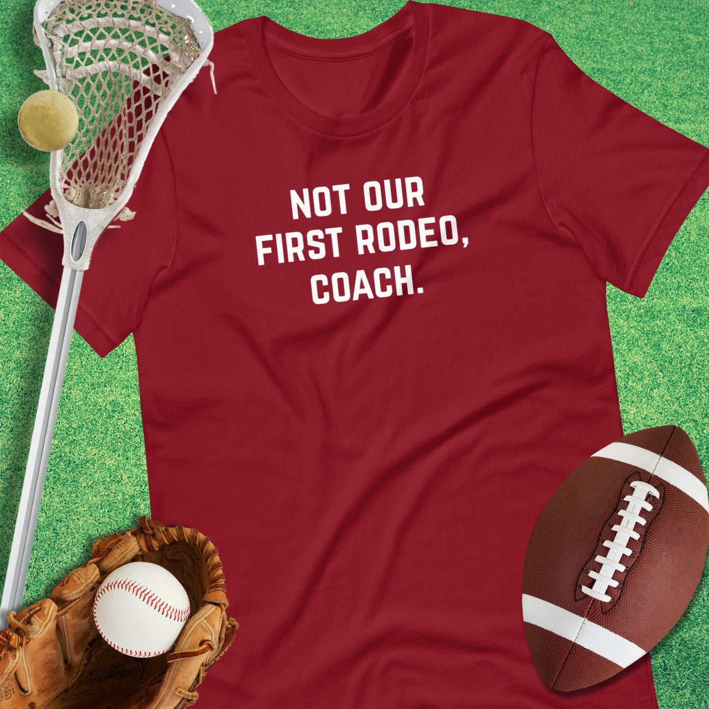 Not Our First Rodeo T-Shirt in Cardinal - funny T-Shirt for gameday | Sideline Gods