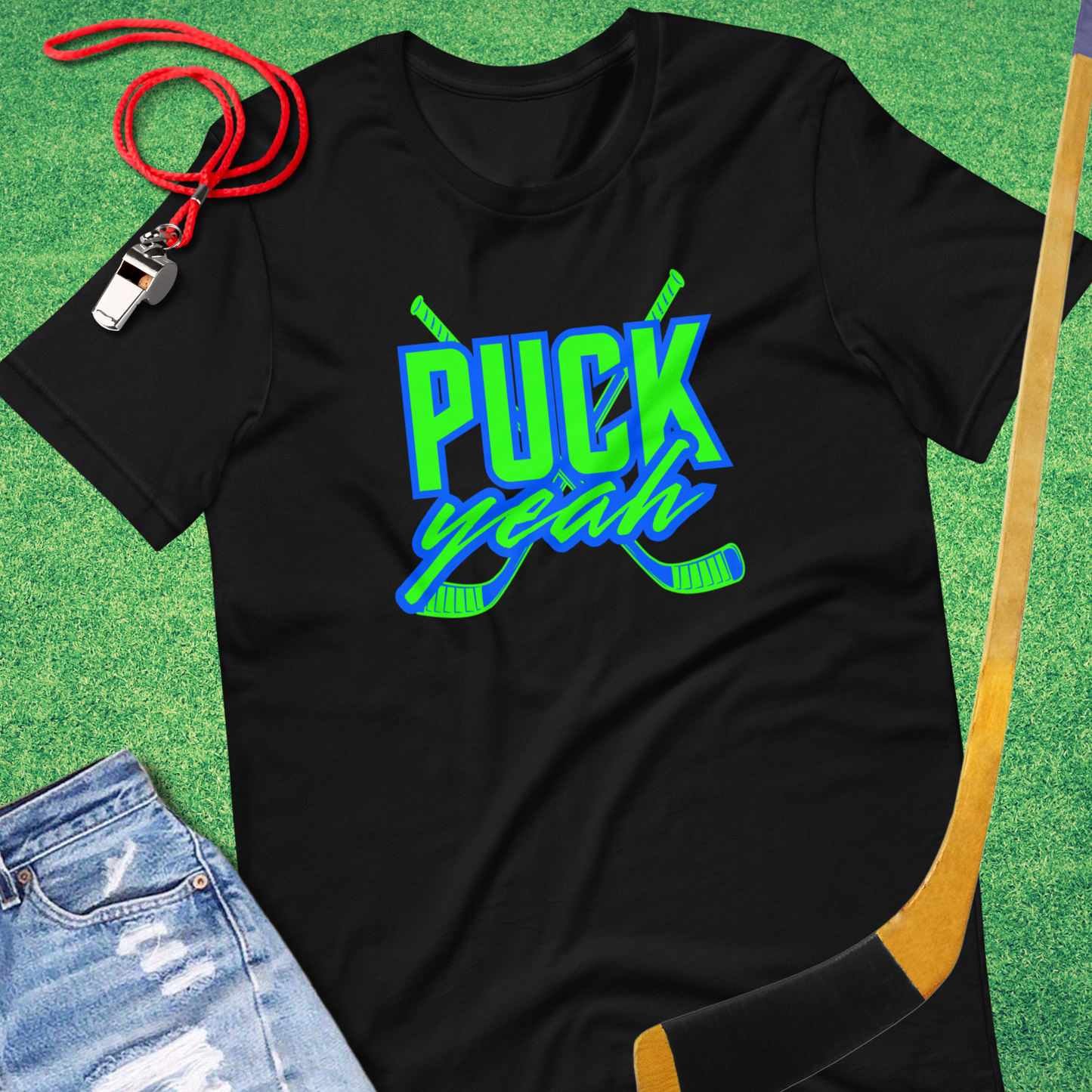 Puck Yeah Hockey T-Shirt in Black - Humorous Ice Hockey T-Shirt | Sideline Gods