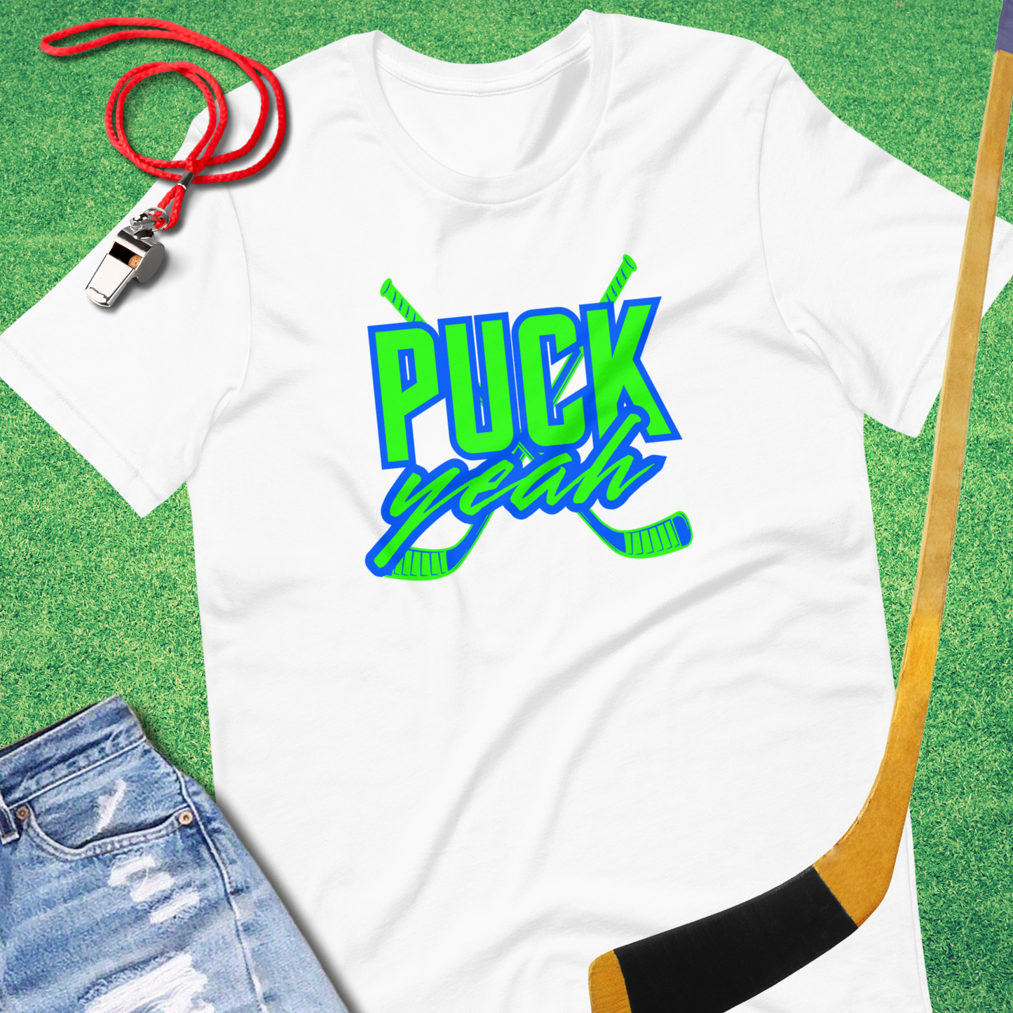 Puck Yeah Hockey T-Shirt in White - Funny Ice Hockey Gear | Sideline Gods