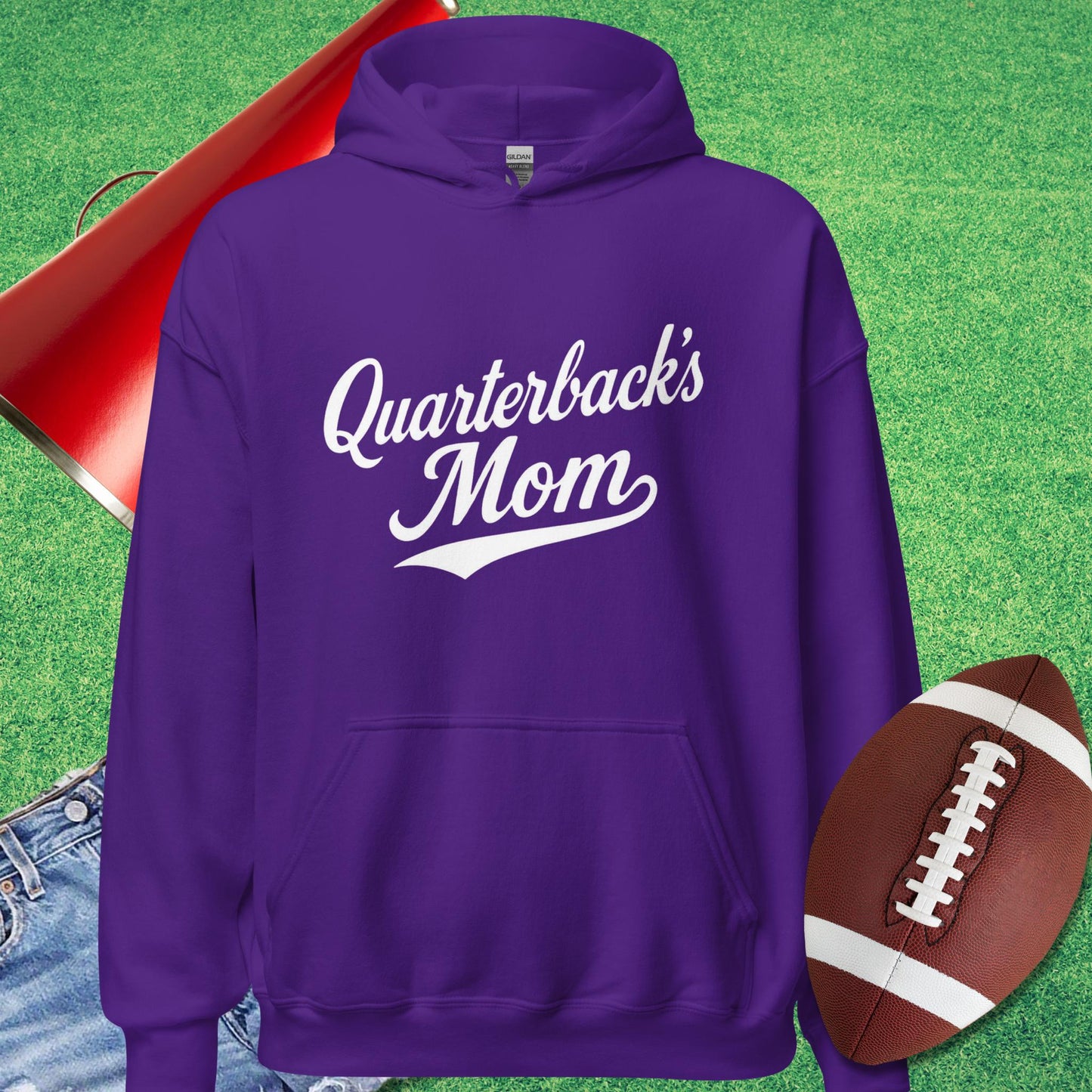 Quarterback's Mom Hoodie in Purple - Football Mom Present Ideas by Sideline Gods