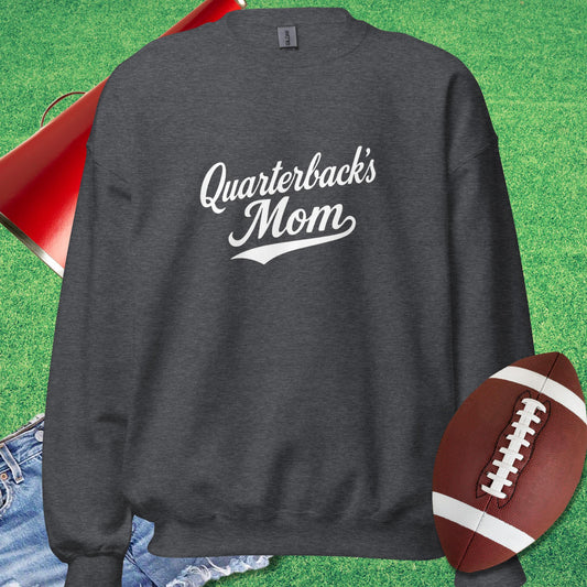 Quarterback's Mom Sweatshirt in Dark Heather - Football Mom Gift by Sideline Gods