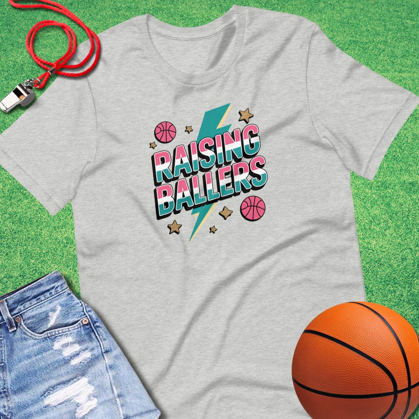 Raising 90s Ballers T-Shirt in Athletic Heather - Old School Basketball T-Shirt | Sideline Gods