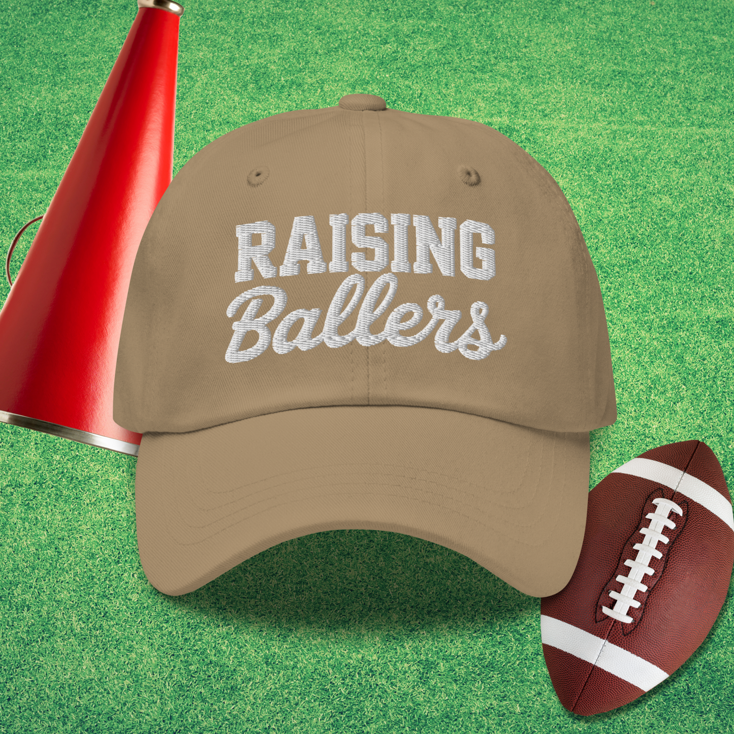 Raising Ballers Dad Hat in Khaki - Gift for Volleyball Dad | Sideline Gods