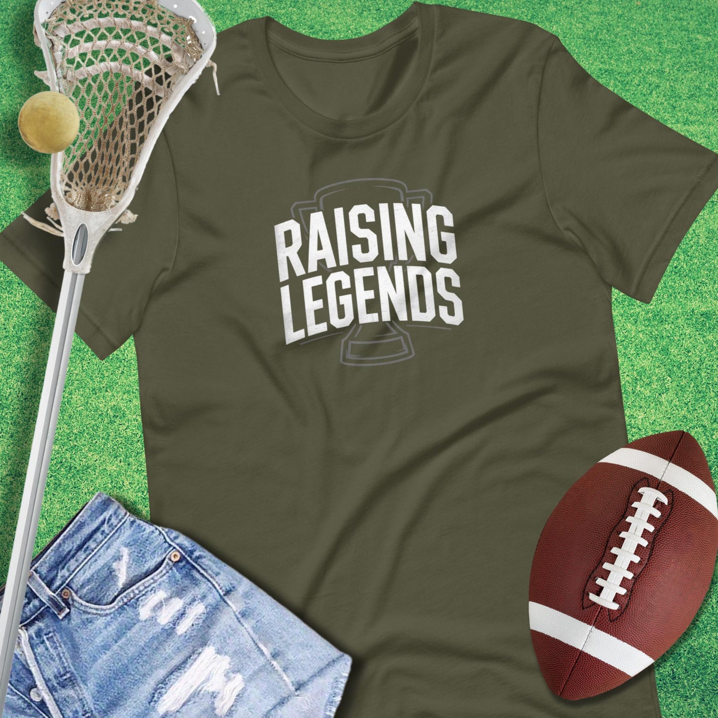 Raising Legends T-Shirt in Military Green - Football Parent Gift | Sideline Gods