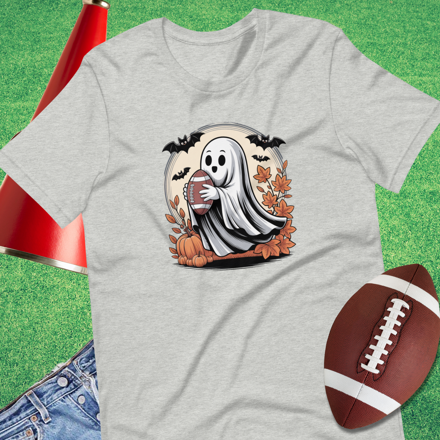 Retro Football Ghost T-Shirt – spooky football tee