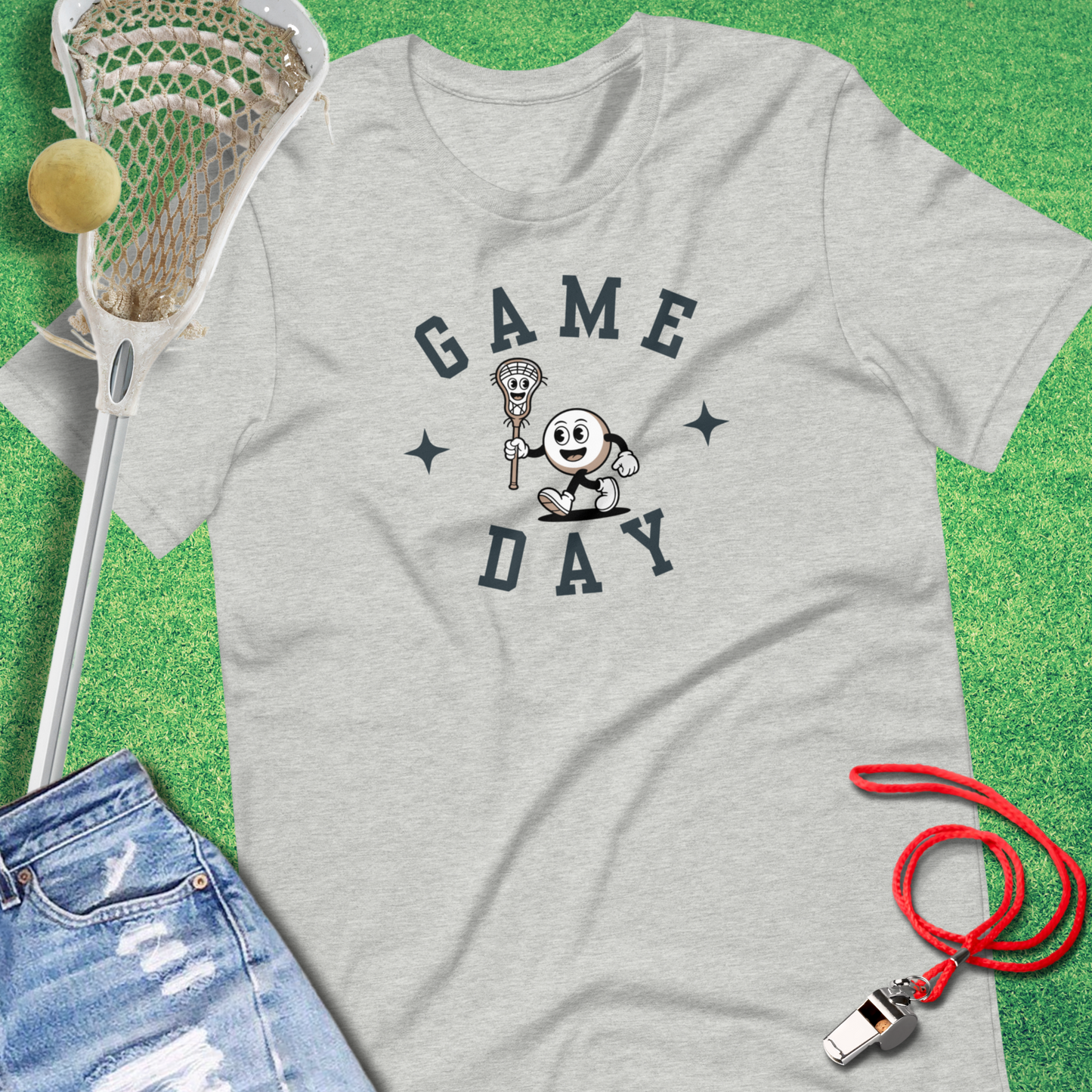 Retro Lacrosse Mascot Game Day T-Shirt in Athletic Heather - Retro Lax Gear for Players and Fans | Sideline Gods