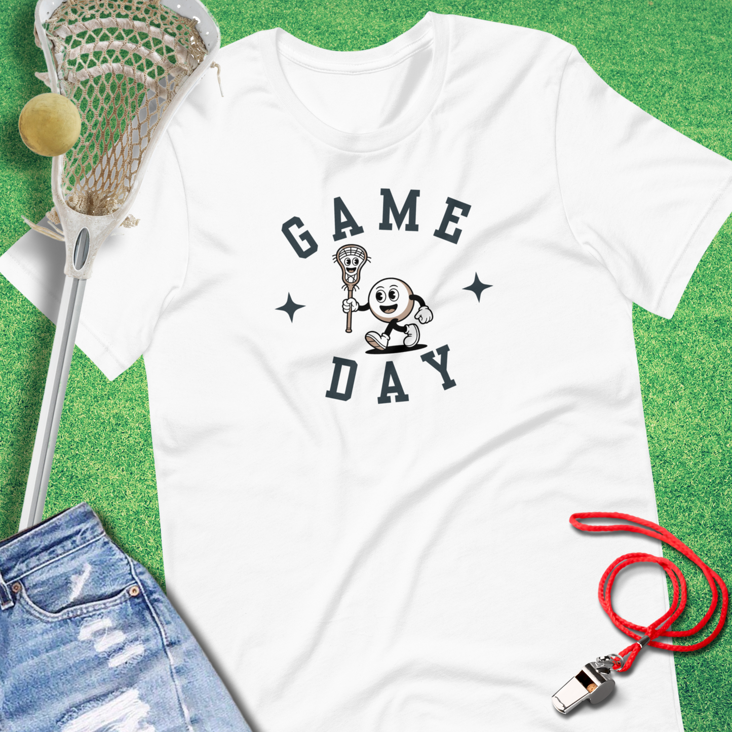 Retro Lacrosse Mascot Game Day T-Shirt in White - Retro Lacrosse Apparel for Players and Fans | Sideline Gods