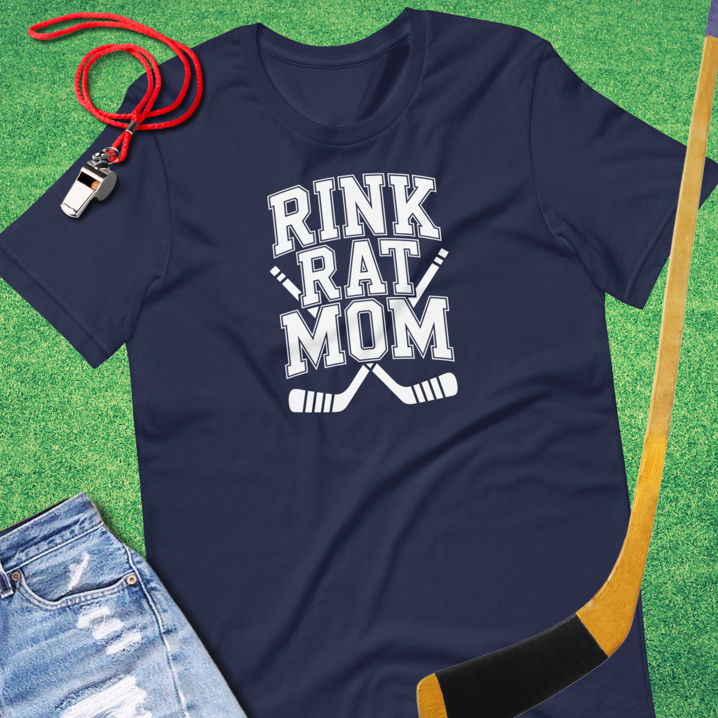 Rink Rat Mom T-Shirt in Navy - Ice Hockey Mom Tournament T-Shirt | Sideline Gods