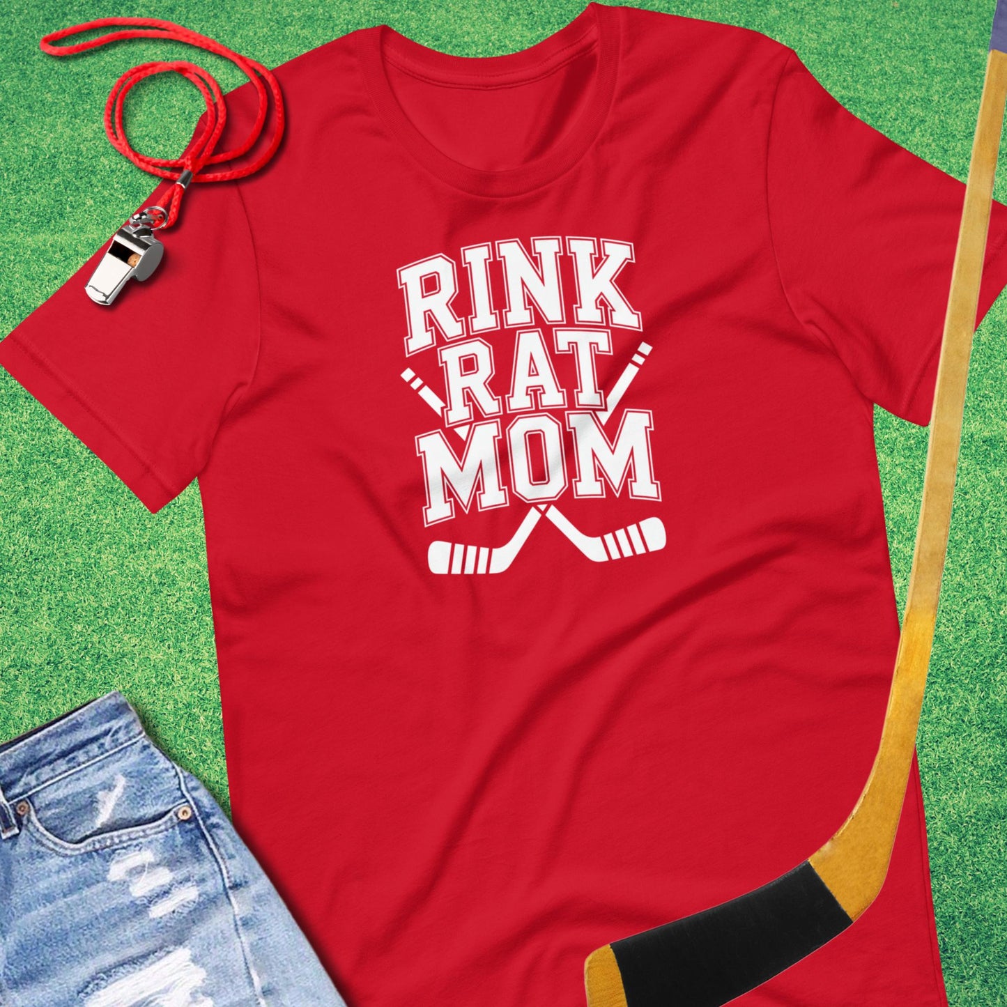 Rink Rat Mom T-Shirt in Red - Hockey Mom T-Shirt | Sideline Gods
