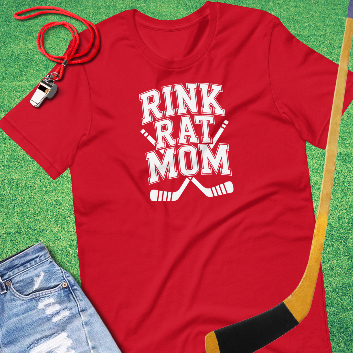 Rink Rat Mom T-Shirt in Red - Hockey Mom T-Shirt | Sideline Gods