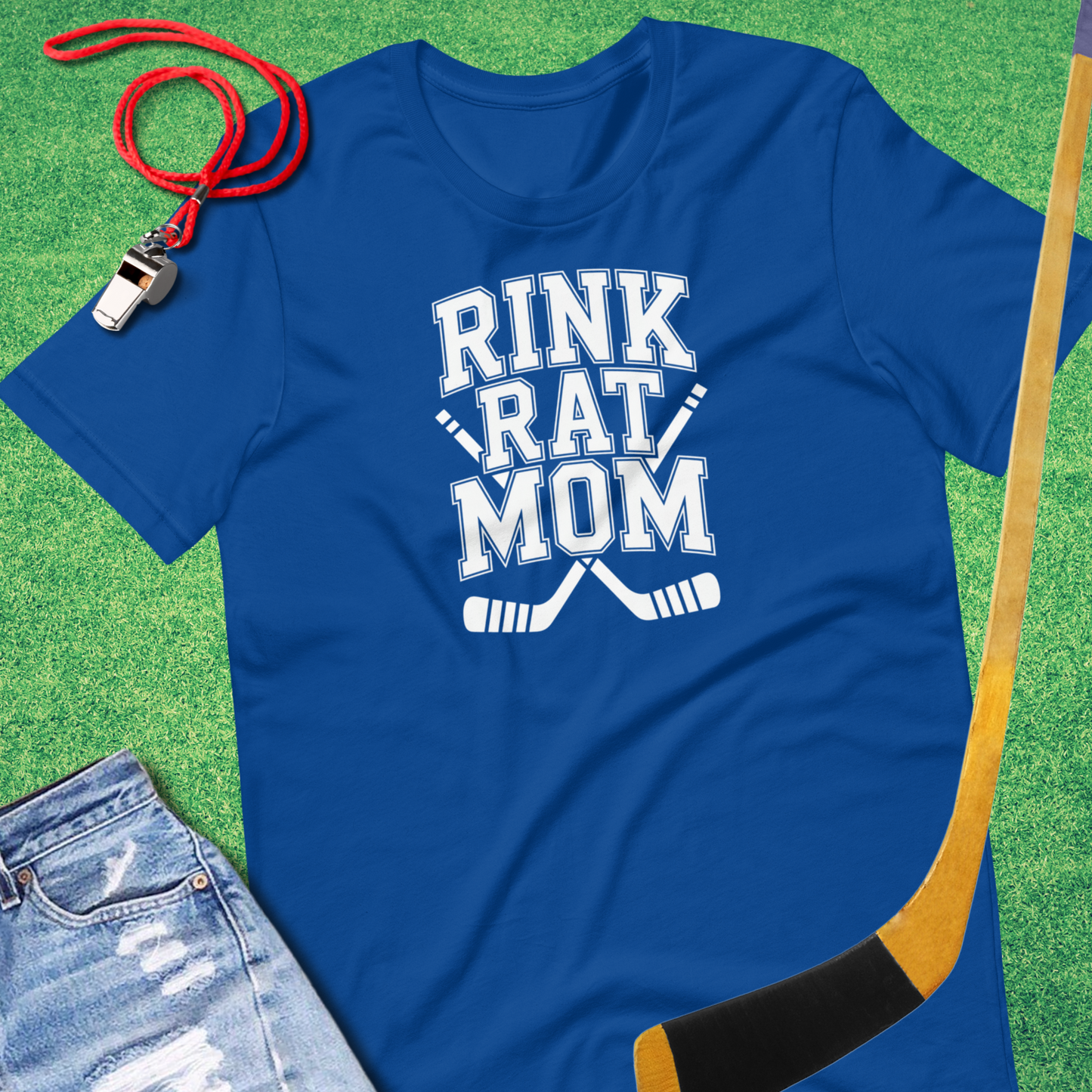 Rink Rat Mom T-Shirt in True Royal - Ice Hockey Mom Spirit | Sideline Gods