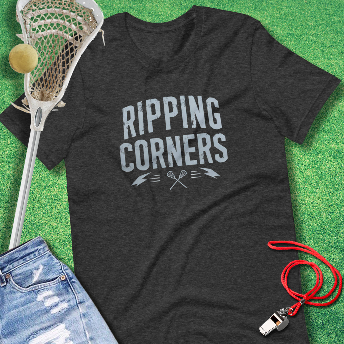 Ripping Corners T-Shirt in Dark Grey Heather - Lacrosse Apparel for Players and Fans | Sideline Gods