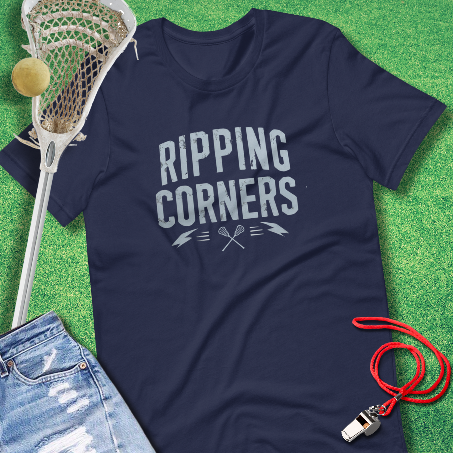 Ripping Corners T-Shirt in Navy - Lax T-Shirt for Players and Fans | Sideline Gods