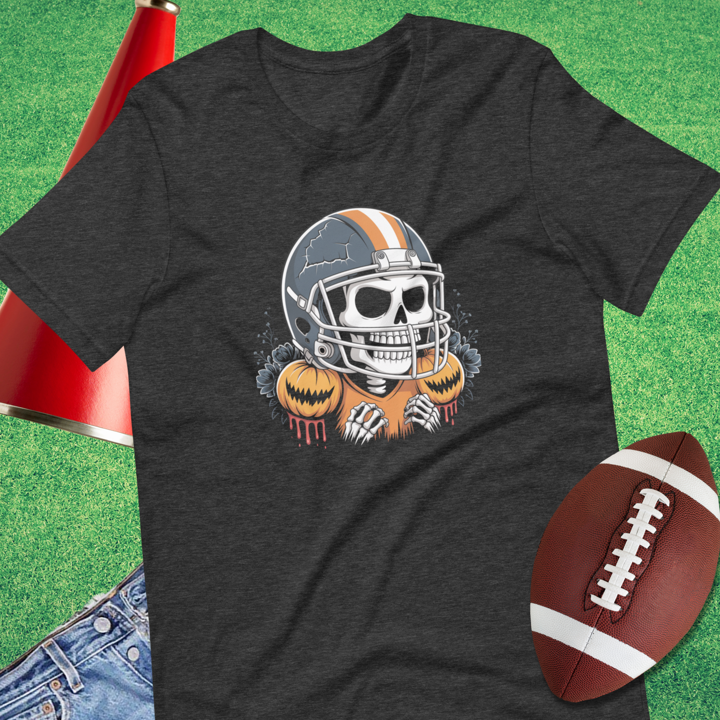 Friday Night Bones T-Shirt in grey– Halloween football tee