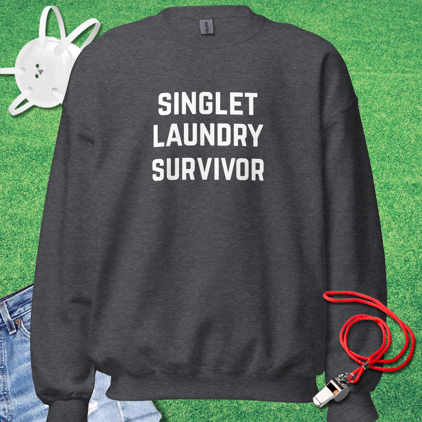 Singlet Laundry Survivor Sweatshirt in Dark Heather - Mat Mom Sweatshirt | Sideline Gods