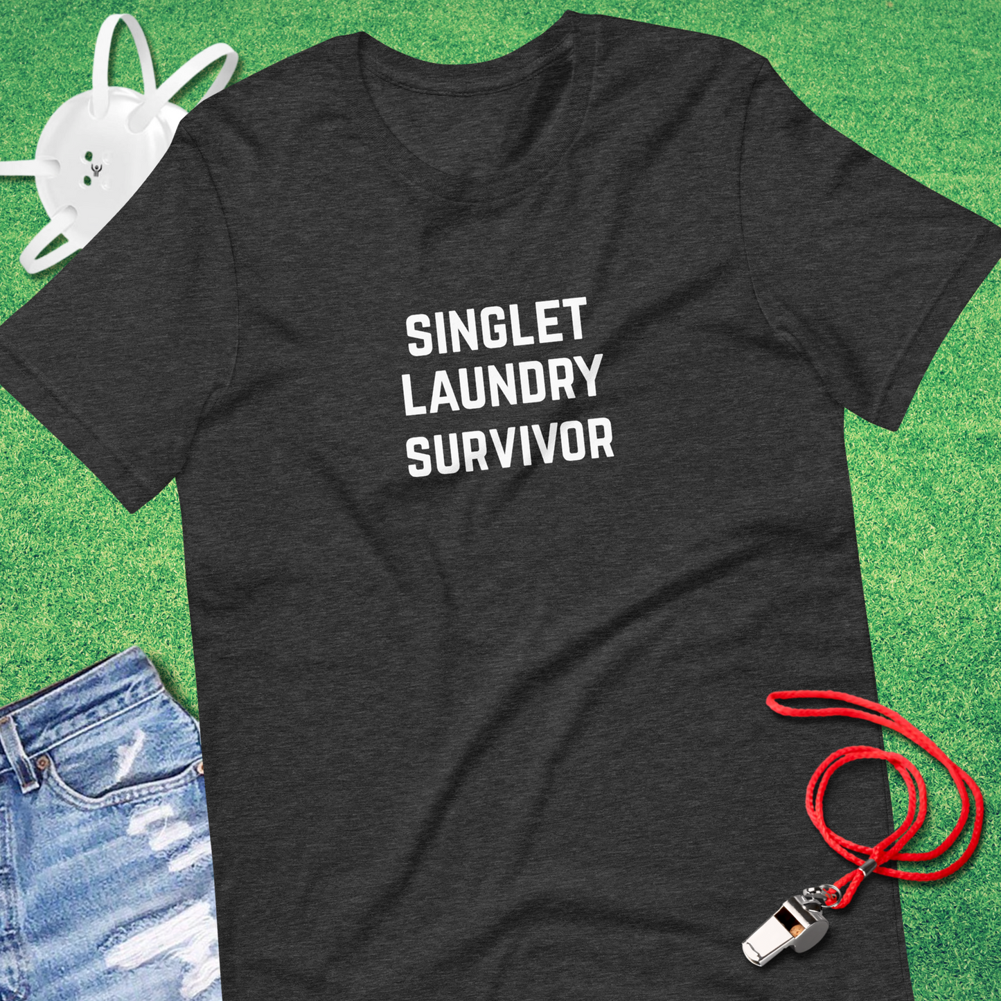 Singlet Laundry Survivor T-Shirt in Dark Grey Heather - Humorous Wrestling T-Shirt | Sideline Gods
